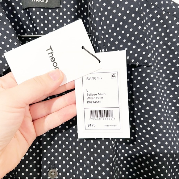 NWT Theory Irving Witan Slim Fit Short Sleeve Button Down Men’s Shirt Size Large - Picture 7 of 12